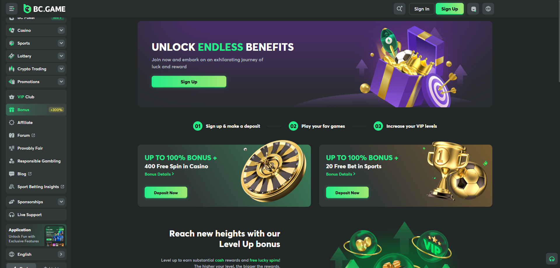 BC.GAME vault bonus wheel
