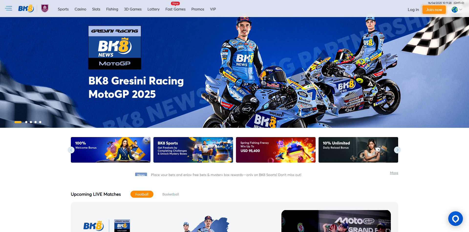 bk8 casino homepage screenshot