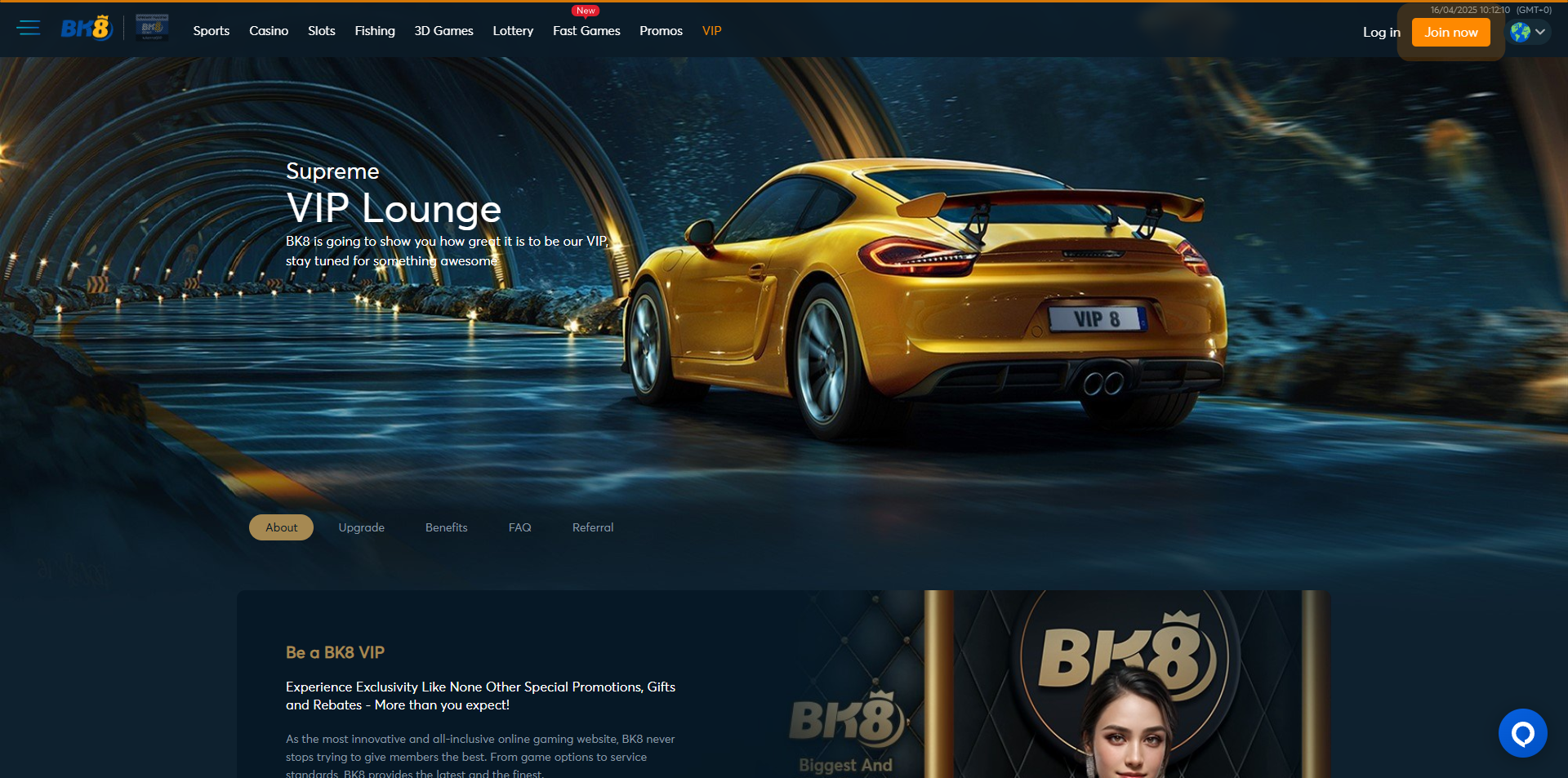bk8 Vip interface screenshot