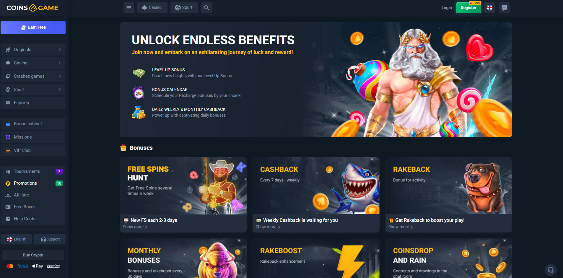 Coins.Game promotions page