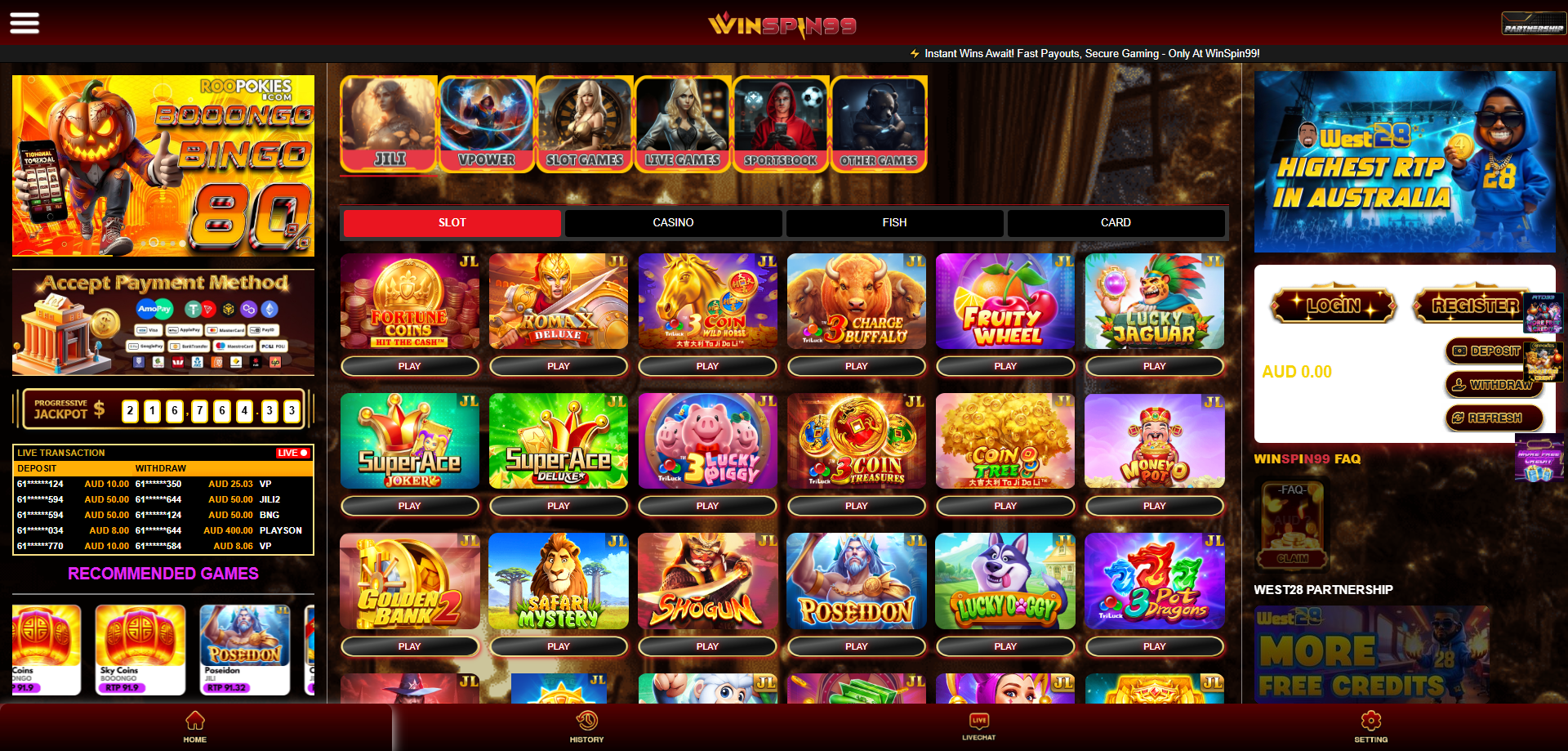 WinSpin99 Casino Screenshot 1